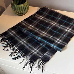 Burberry Cashmere Black,blue and teal Nova Check scarf